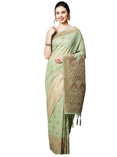 Image of AKHILAM Women's Cotton silk Woven Design Saree With Unstitched Blouse Piece(COTFLW09 Parent)