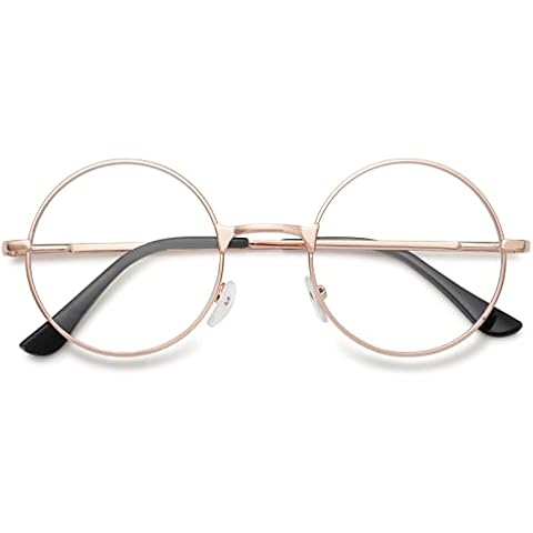 MAGIMODAC Vintage Retro Reading Glasses Metal Anti Blue Light Blocking Round Readers Eyeglasses Eyewear for Ladies Women Men 1.0/1.5/2.0/2.5/3.0/3.5/4.0 (Gold, 3, diopters) Cover