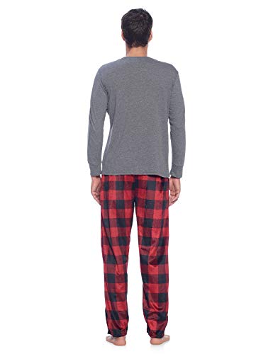 Ashford & Brooks Mens Fleece Pajamas Set, Winter Pajamas for Men Knit Top and Fleece Bottom Pajama Pjs Set3
