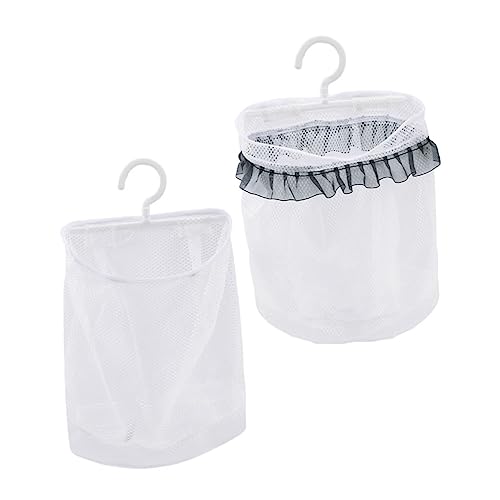 SOLUSTRE 2Pcs Multi Function Mesh Pouches Wall Hanging Storage Bags for Kitchen Bathroom Nursery Space Saving Design Easy to Clean Reusable Netting Bags with Ventilation