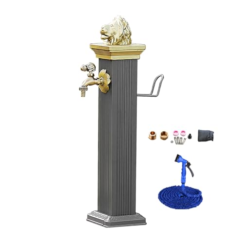 Fuente Jardin Exterior, Columna de Agua Anticongelante, Grifo de Aluminio para Riego y Lavado de Jardines, Hidrante Decorativo para Fuente de Jardín(72cm/28in)