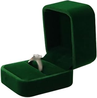 GSHLLO Velvet Single Ring Box Tiny Ring Case Proposal Ring Holder Vintage Ring Display Box Square Ring Container Portable Jewelry Display Case for Ceremony Anniversary