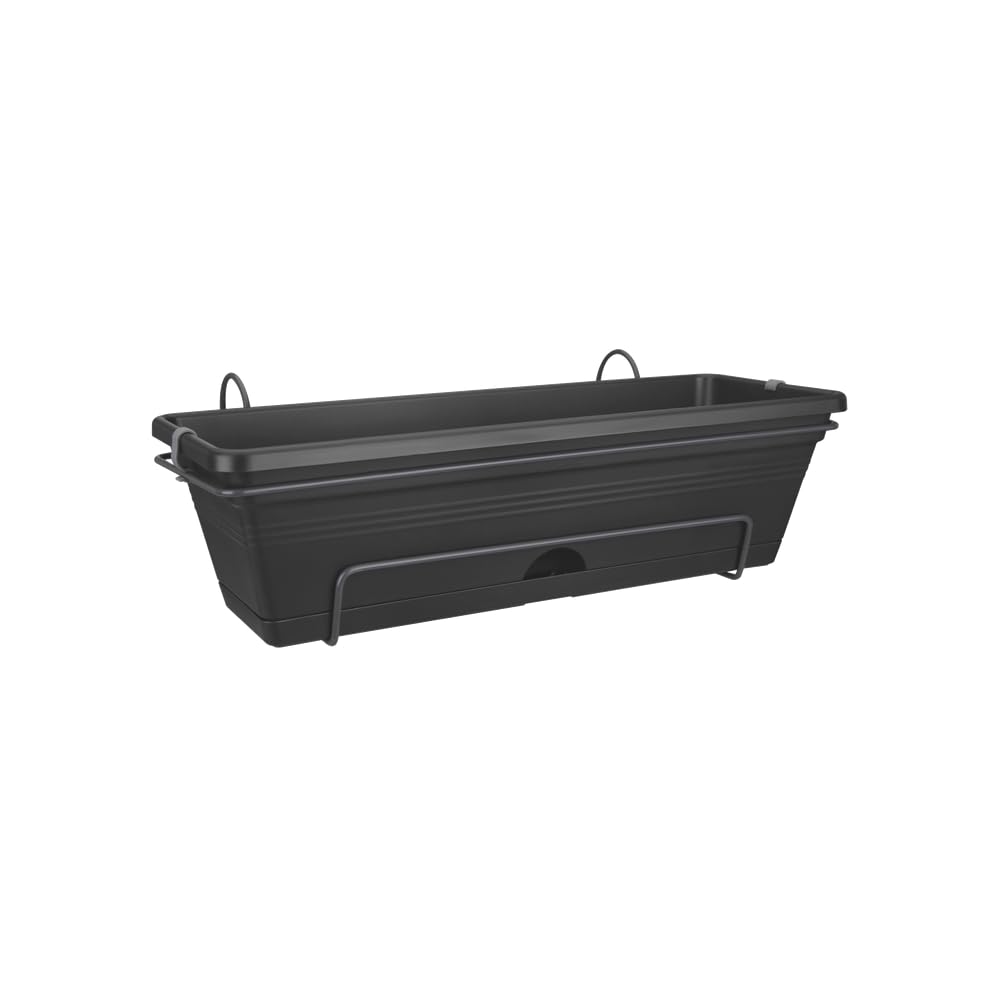 Elho GB Trough Allin 1 50 | Lot de 2 Balconnière - Living Noir | L 26.8 x W 49.5 x H 18.9 cm | 2 Pièces Incluses