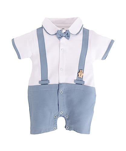 BabyGo 100% Cotton Romper/Summer clothes/Creeper/new born/infent wear/for baby Boys (3-6 Months, SKY5)
