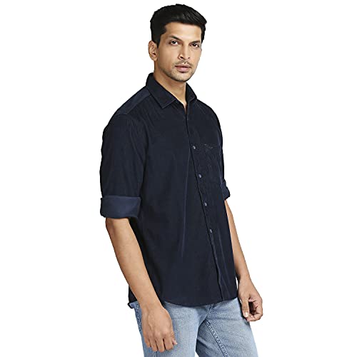 Image of Colorplus Men's Pure Cotton Solid Piece Dyed Pattern Tailored Fit Spread Collar Full Sleeve Casual Shirt