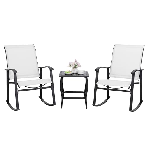 Shintenchi 3 Piece Rocking Bistro Set, Outdoor...