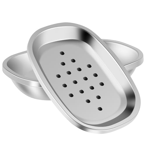 2Pcs Draining Soap Dishes,Stainless Steel Bar Soap Dishes Holder,Double Layer Bar Soap Tray with Drainage Holes,Practical Soap Box,Suitable for Kitchen, Bathroom, Soap Container