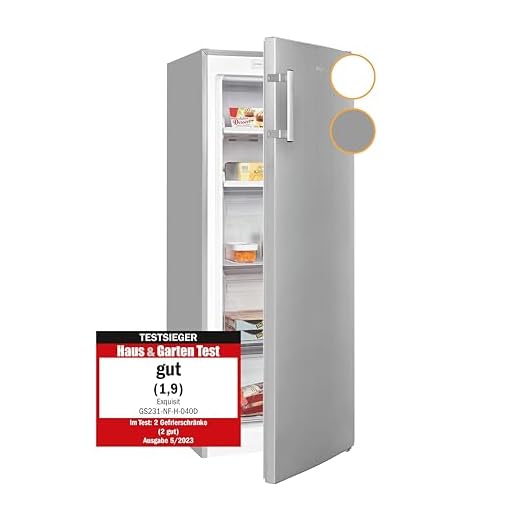 Exquisit® Congelador Vertical, una Puerta, Capacidad 161L, NO FROST, Función de Enfriamiento Rápido, Alarma Acústica de Puerta Abierta, Color InoxLook, Dimensiones 143,0 x 54,0 x 60,0 cm.