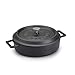 Pentole Agnelli COGHSRP10624M Linea Ghisa Slowcook Casseruola Bassa, 24 cm, 2.4 l, Nero Opaco