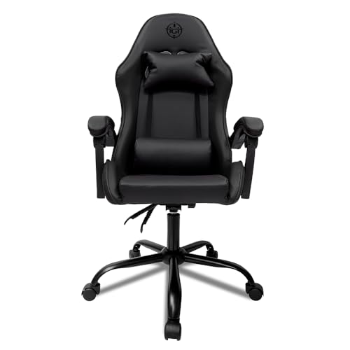 Cadeira Gamer TGT Heron | Reclinável 90°-135° | Assento Moldado & Encosto Laminado | Braço Fixo | Couro PU + Tecido | Suporta 120kg | Conforto e Durabilidade | TGT-HR-BL01 glide