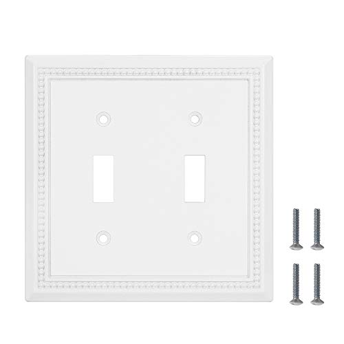 Image of Henne Bery Sunken Pearls Heavy Duty Decorative Wall Plate Switch Plate Outlet Cover (Double Toggle, White)