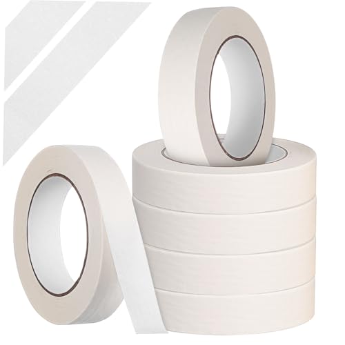 Ruban de masquage blanc WOONEKY, lot de 6 rouleaux adhésifs pour peinture et loisirs créatifs