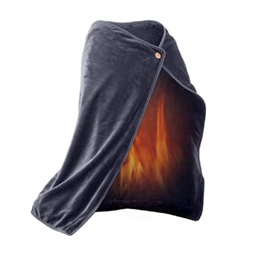 Apooke Flanell-Heizdecke, Schal, Überwurf, tragbar, elektrischer Schal mit Knöpfen, 3 Heizeinstellungen, waschbar, Erwachsene Cover