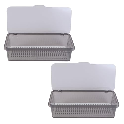 KALLORY Organizador de Cajones de Cocina 2 Bandejas de Drenaje para Cubiertos, Caja de Almacenamiento de PP Tapa para Utensilios y Accesorios de Cocina Reutilizable