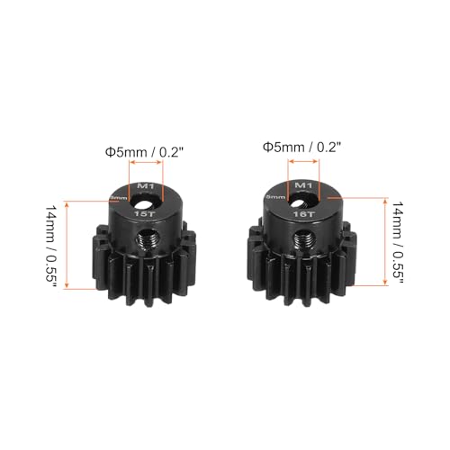 Image of DMiotech M1 15T 16T Steel 5mm Hardened Pinion Motor Gear for RC Car Brushed Replacement Brushless Motors, RC Applications with 2 Pcs Screws & Hex Spanner for DIY RC Boat Drone
