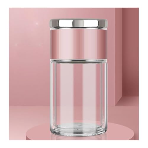 Image of Wosta Leakproof Glass Water Bottle with Stainless Steel Infuser Glass Tea Infuser Bottle with Strainer and Neoprene Sleeve for Loose Leaf Tea, Cold Brew Coffee. (P - PINK, 300ML)