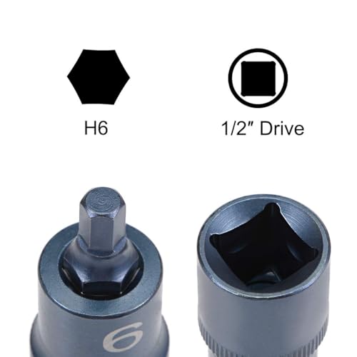 TA-VIGOR 2Pcs Hex Bit Socket, 1/2" Drive x H6 (6mm) Allen Key Socket, Premium S2 Steel Bits - Image 3