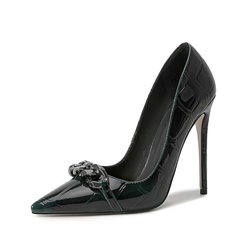 Escarpins talons hauts aiguilles bout pointu en cuir synthétique brillant confort