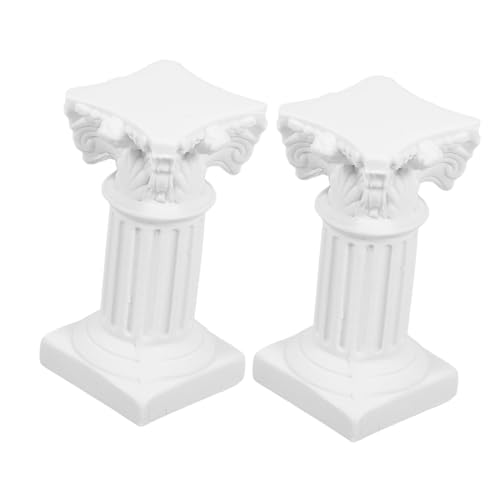 Hohopeti 2 Piezas Soporte para Vela Columna Romana Decorativa de Resina para Escritorio Adorno Blanco para Centros Mesa y Decoración de Hogar