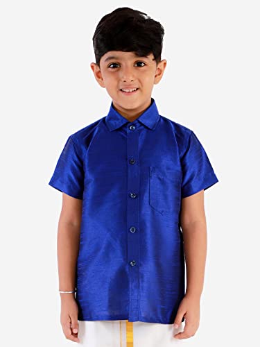 Image of VASTRAMAY Boy's Silk Blend Regular Fit Shirt