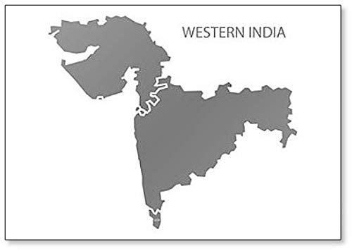 Imán para nevera con diseño de mapa de la región gris de la India occidental