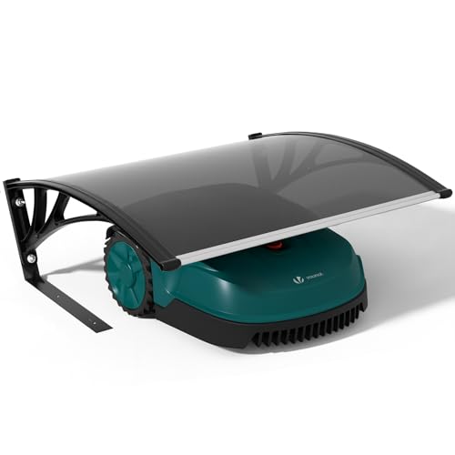 VOUNOT® Robotic Lawnmower Garage 104x80x50 cm, Outdoor Weatherproof Shelter with Metal Legs, Rigid Roof Protection, Grey