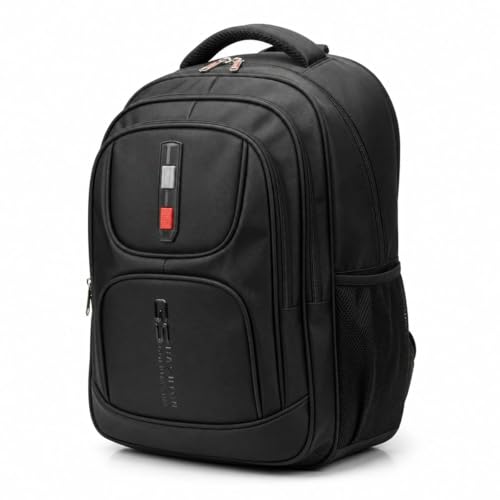 Mochila Grande Reforçada com 3 Compartimentos, Fecho de Segurança com Código, Bolsos Laterais em Rede e Alças Acolchoadas – Ideal para Escola, Trabalho e Viagem (Tradicional, Preta)