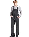 GEMYSE Herren wasserdichte Winter Skihose mit verstellbaren Trägern Overall Winddichte Schneehose (Grau Schwarz,L)