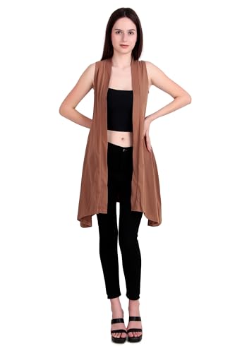 Image of NIMBLE Women's Open Front Sleeveless Cotton Long Shrugs | Modern Fashionable Cardigan for Casual & Formal Wear | Comfortable & Stylish Outerwear For Party