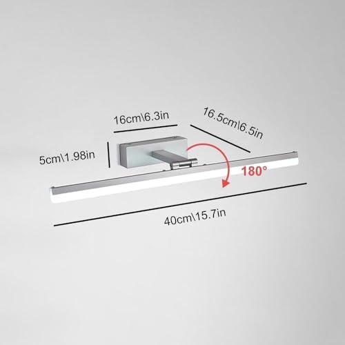Silver Adjustable Vanity Light LED Cool White Over Mirror Lamp Long Strip Makeup Wall Lamp for Dressing Table Washroom(50cm) – Image 6
