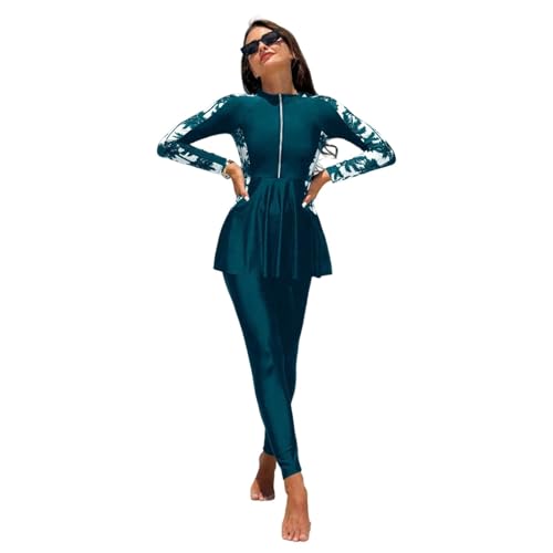 Maillot de bain musulman deux pièces protection UV 50+ rashguard manches longues