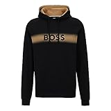 hugo boss sportanzug damen unifarbener Hoodie BOSS Herren Kapuzenpullover Kapuzenshirt Homewearshirt Authentic Hoodie, Farbe:Schwarz, Größe:XL, Artikel:-001 Black