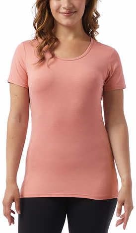 32 Degrees Ladies' Cool Tee, Short Sleeve Scoop Neck, 3-Pack (US, Alpha, Medium, Regular, Regular, White/HT Light Blue/HT Pink) - Image 3