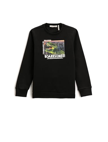 Sweatshirt dinosaure Koton avec imprimé graphique résistant et maillot de survêtement noir