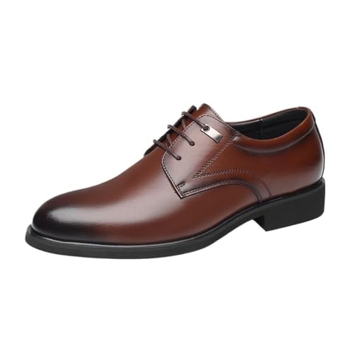 Men's Leather Oxfords Shoes Lace-Up Pointed Toe Non-Slip Formal Business Dress Shoes for Office Weddings
