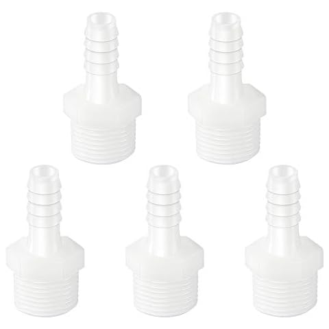 Quickun Plastic Hose Barb Fitting, 1/2" Barb to 3/4" Male Thread White Adapter Union Fitting (Pack of 5) Cover