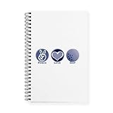 CafePress Peace Love Golf Spiral Bound Journal Notebook, Personal Diary, Planner