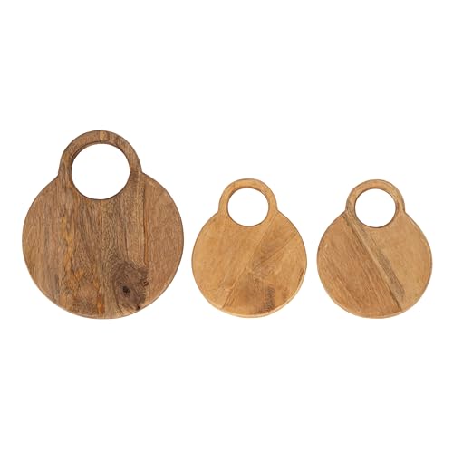 Set de 3 tablas redondas de madera de mango con soporte miniatura 6