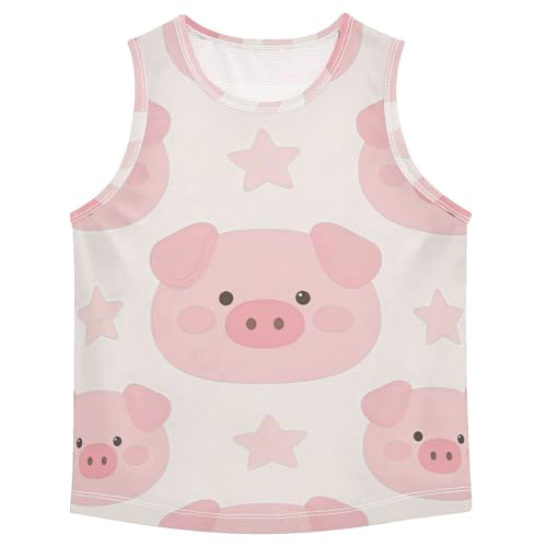 susiyo Cute Cartoon Pigs Pattern Boys Sleeveless Tank Top Girls Athletic T Shirt