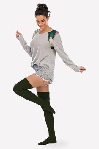 Image of YELAIVP Women's Cable Knitted Thigh High Boot Socks Extra Long Winter Stockings Over Knee Leg Warmers