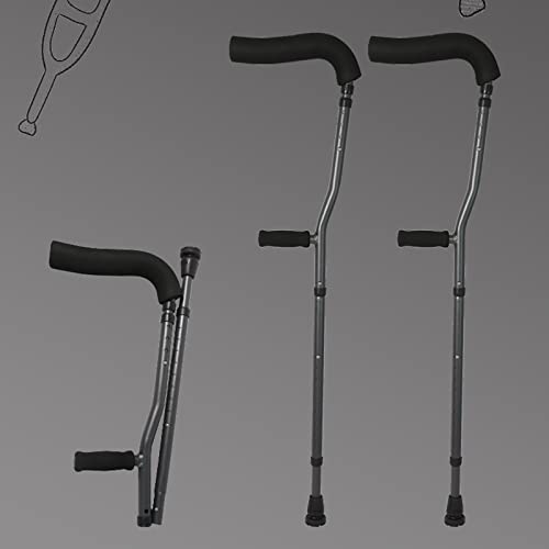 Muletas para axilas para adultos resistentes (par), muleta médica portátil plegable en forma de F, muletas ergonómicas de aluminio livianas para jóvenes/adultos/adultos altos