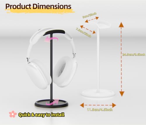 wigmoa CA-4 【1PACK】 Headphone Stand with Storage Tray No Tool Assembly Headset Holder Compatible with AirPods Max, AirPods Pro, Beats, Bose, and Most Gaming Headphones. (Black) - image 4