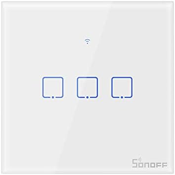 Smart Light Switch,SONOFF WiFi Touch Wall Light Switches Works with Alexa and Google Home,APP Remote Control & 433MHz RF Control,3 Gang 1 Way,White,Neutral Wire Required