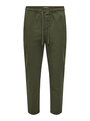 ONLY & SONS Pantalones de Tela para Hombre, Noche de Oliva, S