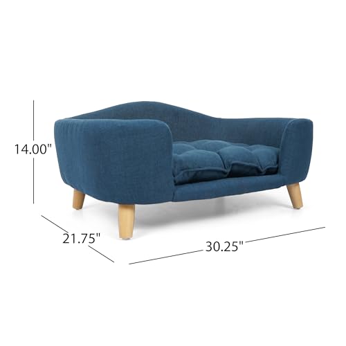 Christopher Knight Home Elroy Orthopedic Dog Bed, Elevated Dog Sofa Bed for Small Dog, Supportive Foam Pet Couch Bed with Wooden Legs, Modern Pet Sofa Bed, Navy Blue by Christopher Knight Home - Image 3