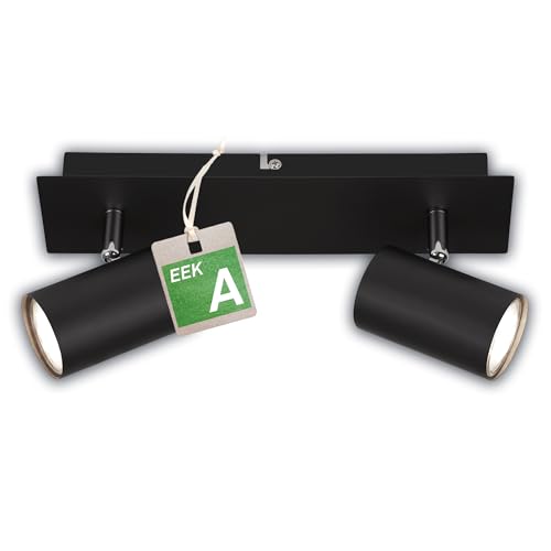 BRILONER - EEK A LED Deckenlampe schwenkbar, 3000K warmweiß, je 2W, je 450 Lumen, ca. 50.000h Licht, Deckenleuchte, Deckenstrahler, Wohnzimmerlampe, Schlafzimmerlampe, Küchenlampe, 29 cm, Schwarz