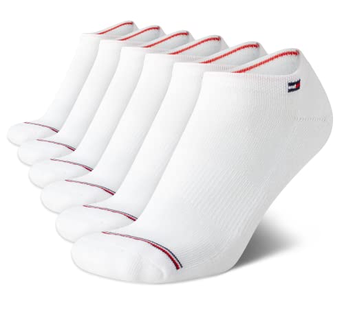 Tommy Hilfiger Women's Low Cut Socks - 6 Pack Performance Cushioned Comfort No Show Socks - Athletic Socks for Women (4-10), Size 4-10, White