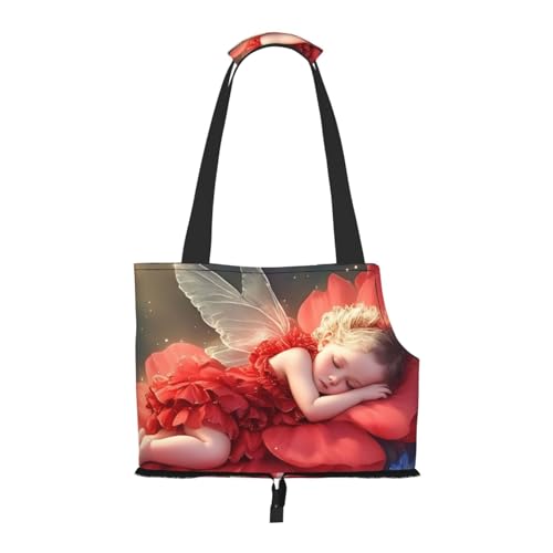 Fairy Sleeping On Giant Flower Pet Sling Carrier for Small Dog Cats Puppy Portable Tote Bag Pouch for Outdoor Travel Hiking