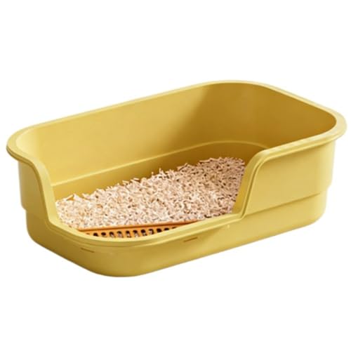 Arenero grande para gato con lados altos y diseño anti-salpicaduras