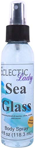 Eclectic Lady Sea Glass Body Spray, Double Strength, 4 ounces, Body Mist for Women with Clean, Light & Gentle Fragrance, Cologne with Soft, Subtle Aroma For Daily Use